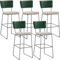 Kit 05 Banquetas Altas Cozinha Allana L02 Verde Musgo Cru