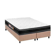 Cama Box Queen: Colchão Espuma Castor D33 Black E White Double Face + Base Crc Suede Clean(158X198)