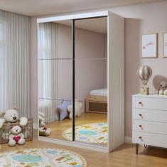 Guarda-roupa Infantil 2 Portas de Correr 2 Gavetas e 6 Espelhos Lumi B