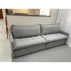 Sofá Cama Retrátil 2 Lugares 200cm Califórnia Cinza Claro