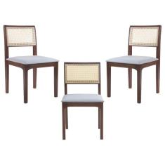 Kit 3 Cadeiras Decorativa Sala De Jantar Nivea Amêndoa G55 - Gran Belo
