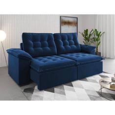 Sofá 4 Lugares Retrátil e Reclinável 251cm Detroit Azul