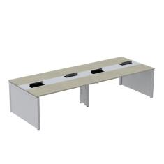 Mesa de Plataforma Dupla para 4 Pessoas Corporativa 150x140/4p Nogueira Casblanca/Cinza