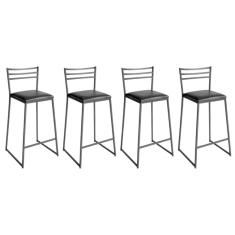 Conjunto De 4 Banquetas Alta Lisboa De Aço De Carbono Preto