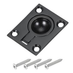 PATIKIL Puxadores de anel de tração nivelados de 3,7/20.3 cm x 1-1/2, trinco de porta embutido quadrado de aço inoxidável 316 com parafuso para móveis de iate marítimo, preto