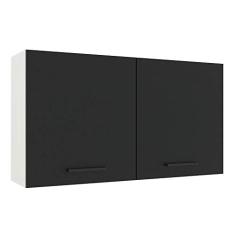 Armário Aéreo Madesa Agata 120 cm 2 Portas - Branco/preto