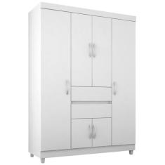 Guarda Roupa Casal 6 Portas 62020 Branco Rosa Flex Demobile