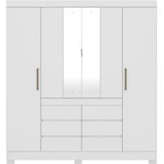 Guarda Roupa Casal 04 Portas Com Espelho 66510 Branco Demobile