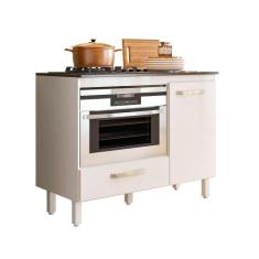 Balcão Para Cooktop Fit 1 Porta 1 Gaveta Branco/Branco UV - Nicioli