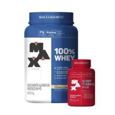 Combo 100% Whey Protein 900G E Cafeína Shot Thermo 60 Caps - Max Titan