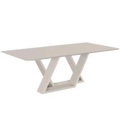 Mesa De Jantar Livia Flora 160 Cm Retangular Borda Arredondada Madeira Laca Branco