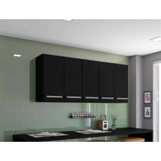 Armario Suspenso para Cozinha 5 Portas Preto Santorini Brienza Movelar