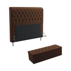 Kit Cabeceira Estofada Decorativa Bellatrix 195 Para Cama King e Calça