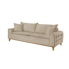 Sofá Fixo Orfeu Até 4 Lugares Luxo 2,20m Castellar Móbile, Linho Bege