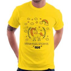 Camiseta Meus mais sinceros "ata" - Foca na Moda, Amarelo, G