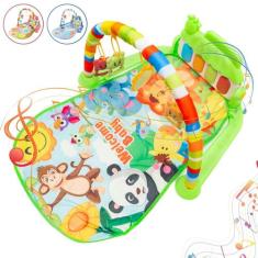 Tapete de Atividades Sensorial para Bebê 5 Mobiles e Piano Musical com