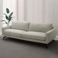 Sofá Decorativo Thalia 4 Lugares Sala De Estar 270cm Pés Em Aço Couro Bege G88 - Gran Belo