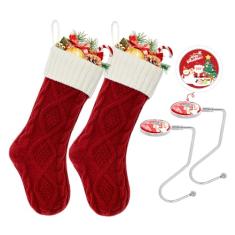 Ulico Meia de Natal, 18 Polegadas, Grande, 2 Unidades, Cabo, Malha, Meia de Natal para Crianças, Feriado E Família, Meia para Lareira, Decoração de Festa de Natal