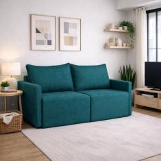 Sofá Cama Dubai Retratil e Reclinavel 3 Lugares em Linho Sofatec, Verd