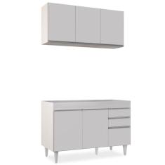 Armário Aéreo Virgínia e Balcão Para Pia 120cm Michigan Branco - Lumil Móveis