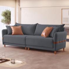 Sofá 4 Lugares Living 245cm Canela Cinza/Marrom