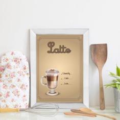 Quadro Decorativo Cozinha Café Latte 22x32cm Moldura Branca - Quartinh