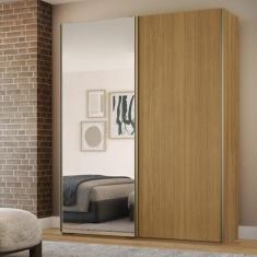 Guarda Roupa Solteiro MDF 2 Portas 1 com Espelho 178,5 cm Raffinato Be