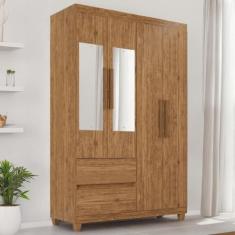 Guarda-roupa De Solteiro Madri 4 Portas 2 Gavetas Com Espelho - Tudo D