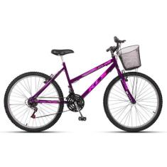 Bicicleta Aro 26 Kls Sport Freio V-Brake Mtb 21 Marchas Feminina, Viol
