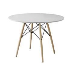 Mesa de Jantar Eames Wood Tampo Madeira Branco 90 Cm - CASA PRIME