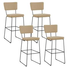 Kit 04 Banquetas Alta Cozinha Sala De Jantar Base Aço Fixa Allana L02 