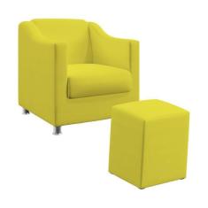 Kit Poltrona Alya E Puff Izar Sued Amarelo Aradecor
