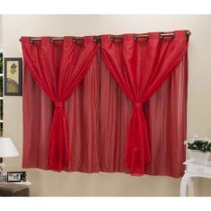 Cortina Blackout PVC com Tecido Voil 2,80 m x 1,80 m Vermelho - ECasa