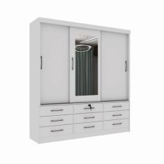 Guarda Roupa Chicago 3 Portas 9 Gavetas Com Espelho Tcil - Tcil Móveis