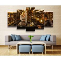 Quadro Decorativo pintura 5 peças 130x65 cm em tecido