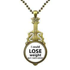 DIYthinker Colar preto inglês com citação de perda de peso, joia antiga com pingente de música
