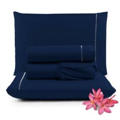 Jogo de lençol casal queem 4pçs micro percal 400 fios - MAYRA ENXOVAIS