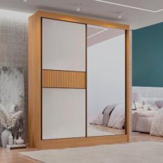 Guarda Roupa Casal 2 Portas 3 Gavetas com Espelho 100% Mdf Grécia Ripa
