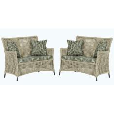 2 Sofás Área Externa Igapó Alumínio Pintura Preta Corda Náutica Estofa