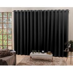 Cortina Preto Blackout Tecido Corta Luz 4,00x2,30 Ilhós Cromado