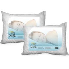 Kit 2 Travesseiros Percal 50x70cm Casa Dona 200 Fios Siliconada Branco