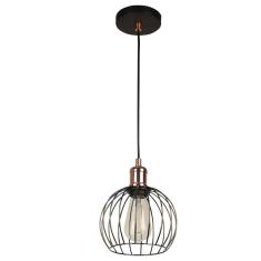 Pendente De Metal Aramado Cage Bella Iluminação Cobre E Preto