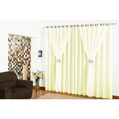 Cortina Varão Voil Pérola 2,80x2,50 Forro Microfibra Fivelas