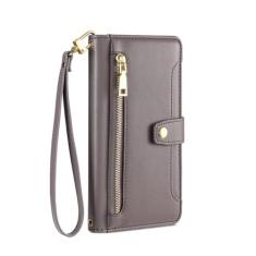 Carteira feminina com compartimentos para cartões, capa de telefone crossbody para iphone 15 14 13 12 11 Pro Max XS XR 7 6 6 6s Plus SE SE3 Capa flip com alça, cinza, para iPhone 15 Pro Max