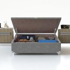 Base Box Para Colchão De Casal Probel Universal Com Baú Cinza