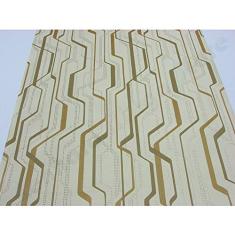 Papel de Parede Lavável - Lindo desenho Creme com detalhes Cobre - Rolo com 10m x 53cm - LMS-PPY-YWJ02-2