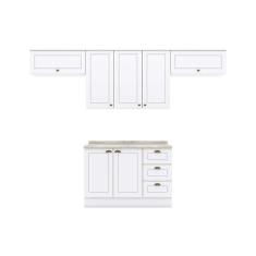 Kit De Cozinha Modulada 5pçs (3 Armários + 1 Balcão + 1 Complemento) C5P11 Branco - Henn