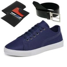 Tenis Casual Masculino Super Macio e Confortável Sola Reta + Cinto e Carteira-Masculino