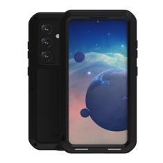 LOVE MEI Capa para Samsung Galaxy S24, resistente ao ar livre, resistente, capa de proteção de corpo inteiro, armadura militar, amortecedor, alumínio, metal, poeira/à prova de choque com vidro
