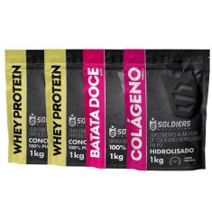 Kit: Whey Protein Concentrado 2Kg + Batata Doce Em Pó 1Kg + Colágeno Hidrolisado 1Kg - 100% Importad-Unissex